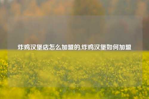 炸鸡汉堡店怎么加盟的,炸鸡汉堡如何加盟