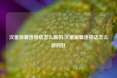 汉堡加盟连锁店怎么做的,汉堡加盟连锁店怎么做的好