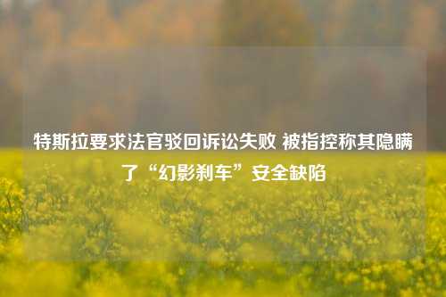 特斯拉要求法官驳回诉讼失败 被指控称其隐瞒了“幻影刹车”安全缺陷