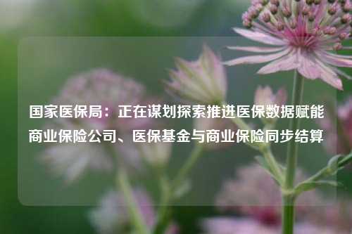 国家医保局：正在谋划探索推进医保数据赋能商业保险公司、医保基金与商业保险同步结算